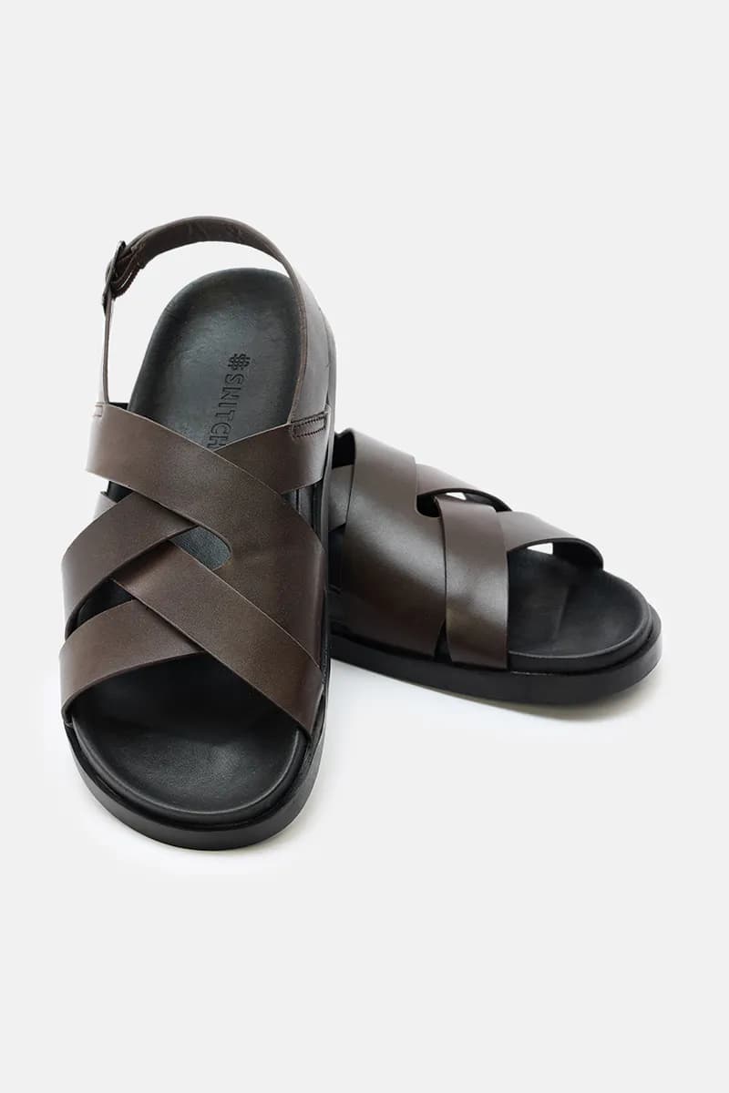 Classic Cross Leather Slippers